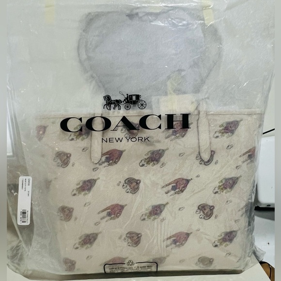 NWT COACH Cosmic Coach City Tote Bag w Rocket Print DBL Face Leather CW030 - Picture 2 of 10